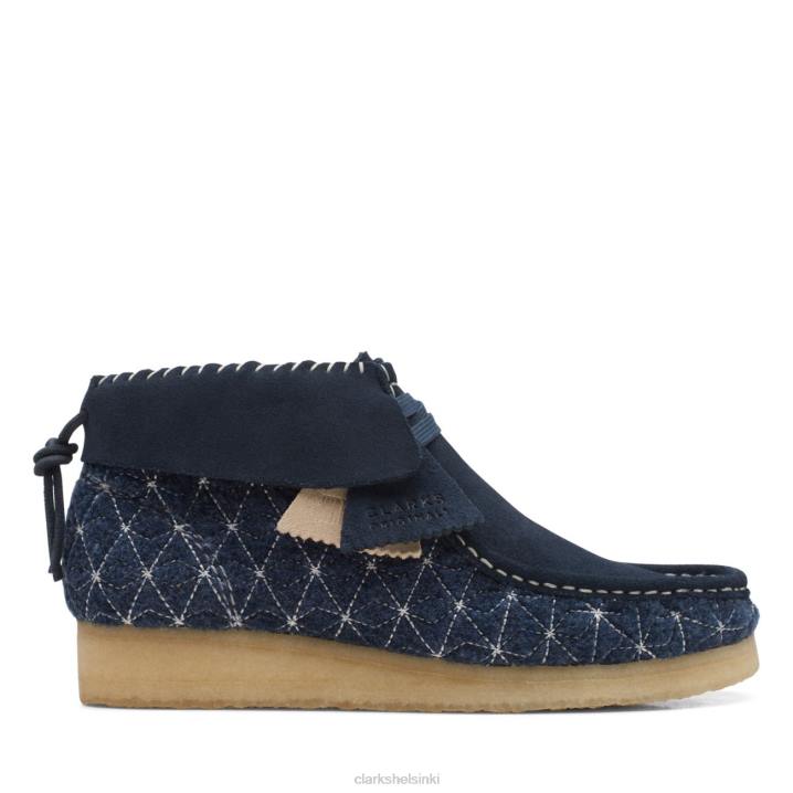 clarks wallabee boot navy sashiko Clarks sukupuolineutraali 2DHN6059 laivasto sashiko