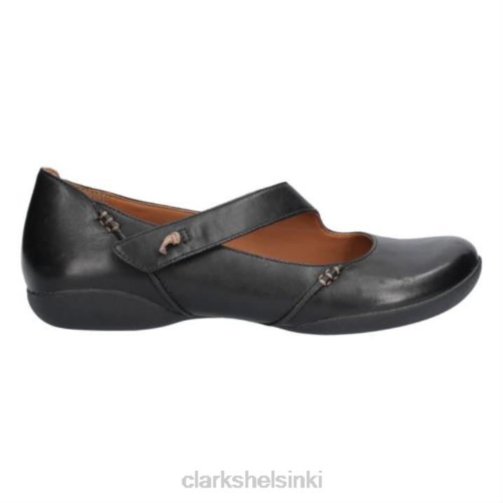 felicia plum clarks mustaa nahkaa Clarks sukupuolineutraali 2DHN4069 musta nahka
