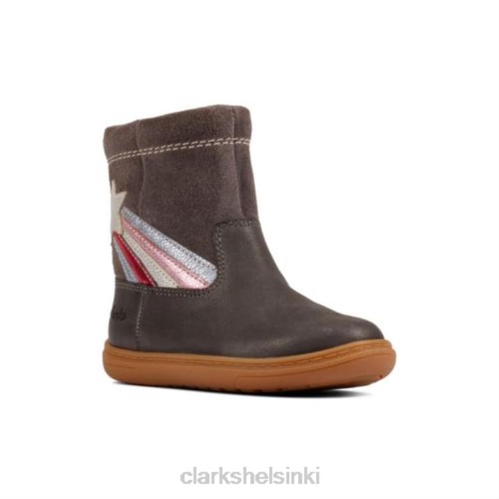 tummanharmaa nahka clarks flash shine inf g fit Clarks sukupuolineutraali 2DHN4571 tummanharmaa nahka