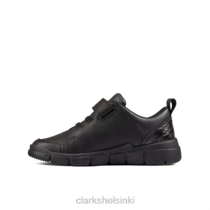 clarks koodaa flash inf f fit musta nahka Clarks lapset 2DHN4874 musta nahka