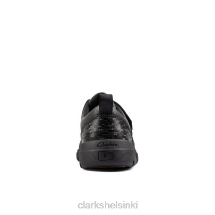 clarks koodaa flash inf f fit musta nahka Clarks lapset 2DHN4874 musta nahka