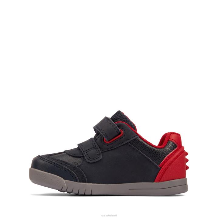 tummansininen/punainen nahka clarks rex play t Clarks lapset 2DHN3840 laivastonsininen/punainen nahka