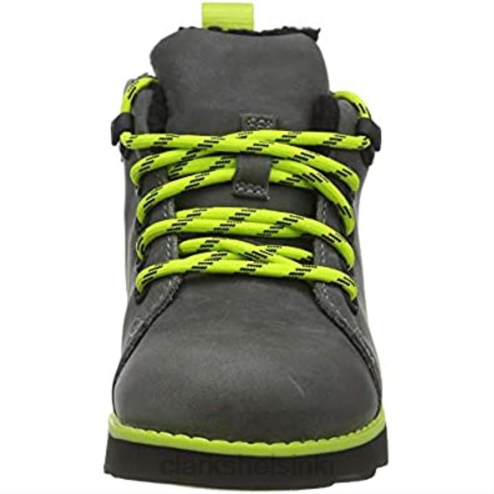 harmaa nahkainen clarks pojan kruunu tor k chukka saappaat Clarks lapset 2DHN1811 harmaa nahka