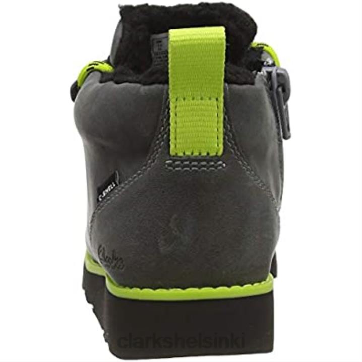 harmaa nahkainen clarks pojan kruunu tor k chukka saappaat Clarks lapset 2DHN1811 harmaa nahka