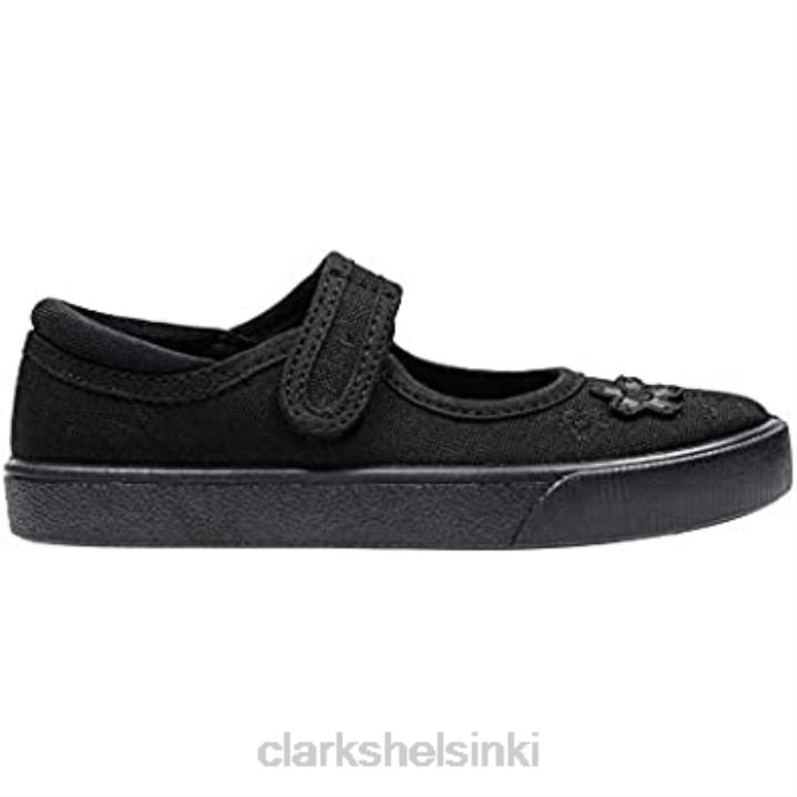 unisex lasten hopper go balettikoulukengät leveät mustat kankaiset clarks Clarks lapset 2DHN2606 musta leveä kangas