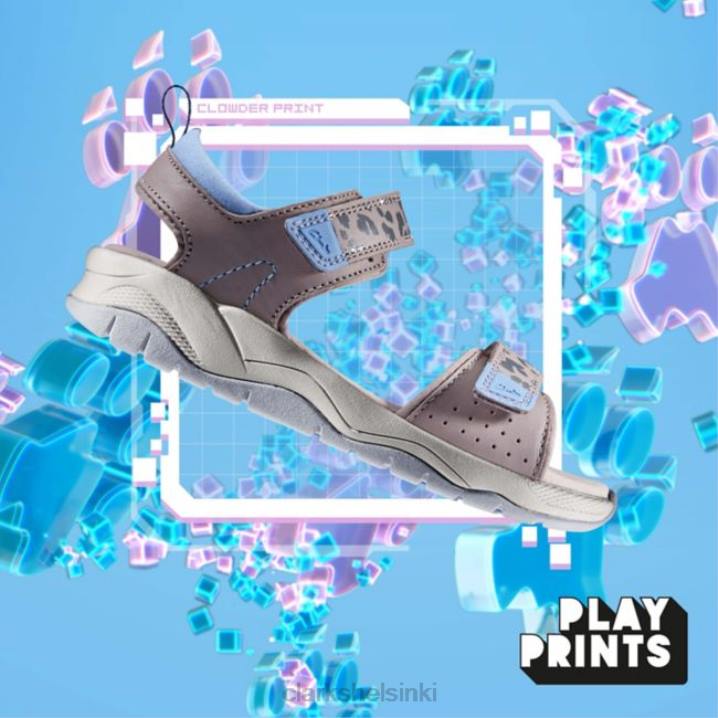 c matalampi printti kid harmaa/pinkki clarks harmaa/pinkki Clarks lapset 2DHN6871 harmaa/vaaleanpunainen