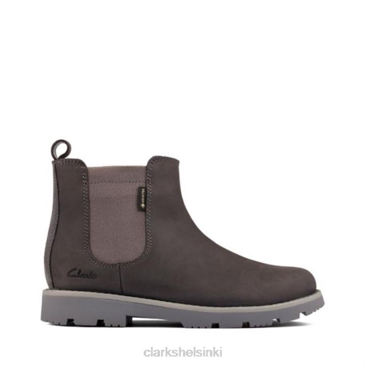 clarks Heath sea gore-tex kid tummanharmaa nahka tummanharmaa nahka Clarks lapset 2DHN5930 tummanharmaa nahka