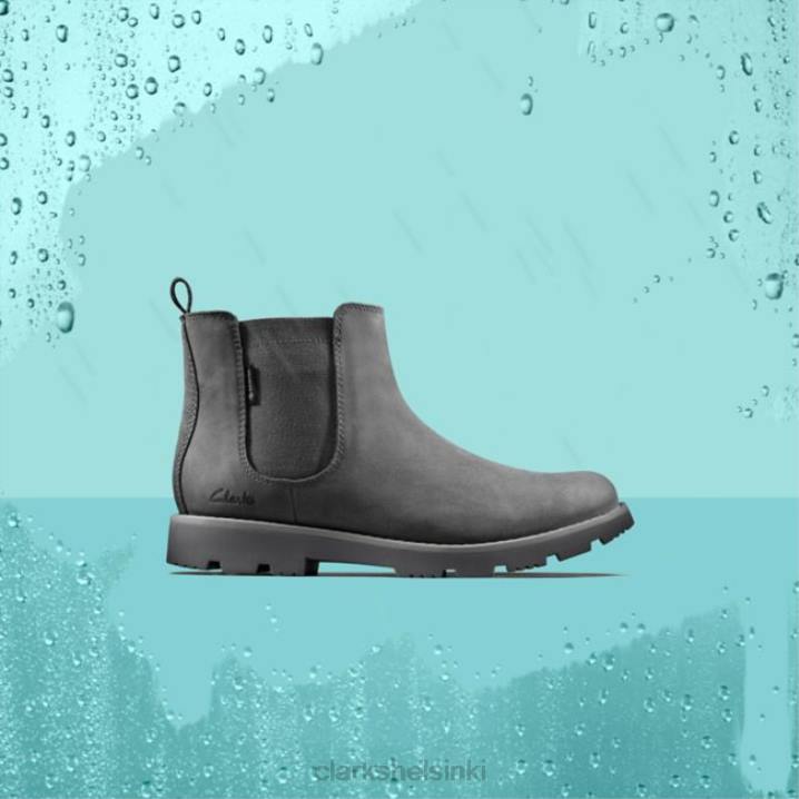 clarks Heath sea gore-tex kid tummanharmaa nahka tummanharmaa nahka Clarks lapset 2DHN5930 tummanharmaa nahka