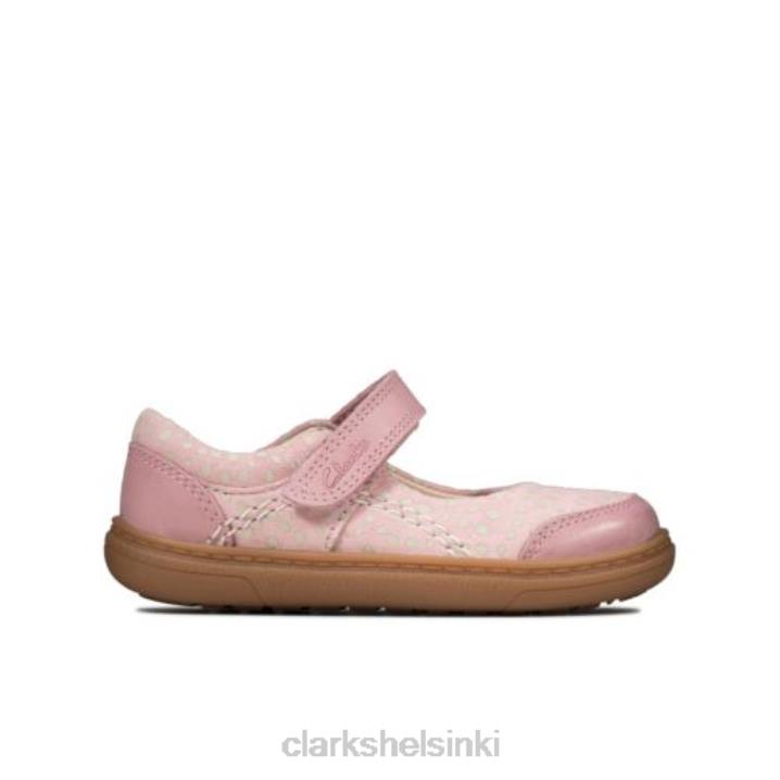 clarks pölyinen vaaleanpunainen nahka flashbright fst h fit Clarks lapset 2DHN4601 pölyinen vaaleanpunainen nahka
