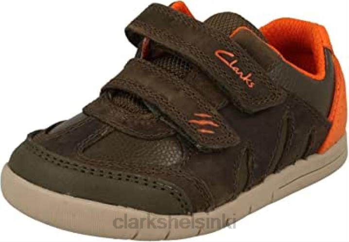 clarks rex play taapero khakinvihreä nahka lasten ripteippikengät 6 g khaki nahkaa Clarks lapset 2DHN1744
