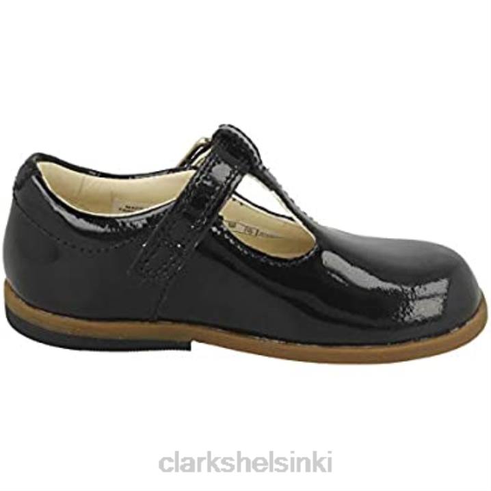 clarks piirsi kiiltoa taaperon nahkakengät mustat mustat Clarks lapset 2DHN698 musta