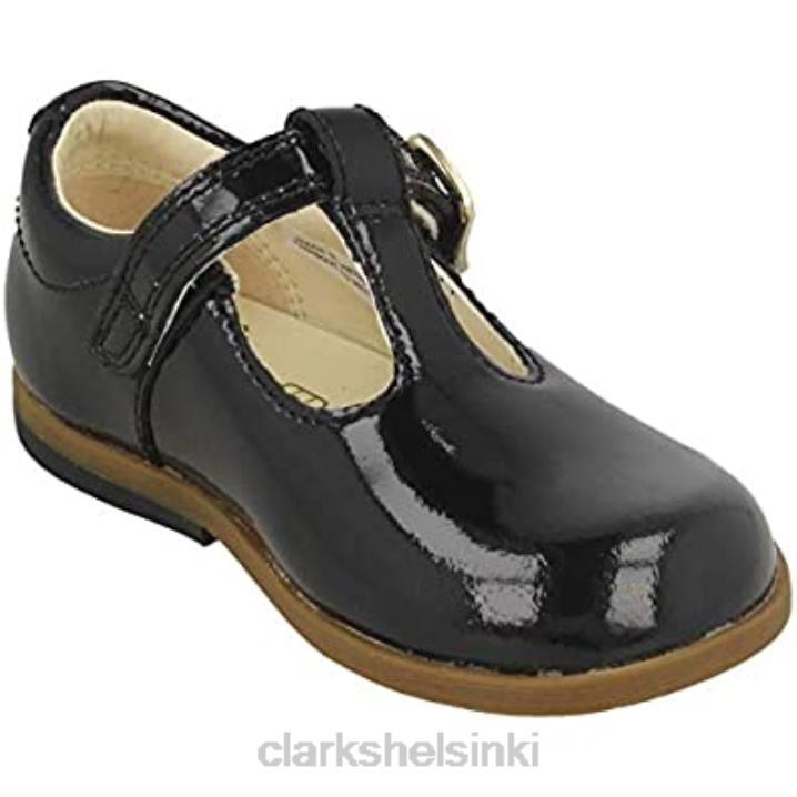 clarks piirsi kiiltoa taaperon nahkakengät mustat mustat Clarks lapset 2DHN698 musta