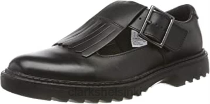 black clarks tytön asher verve y baletti flats Clarks lapset 2DHN800 musta nahka musta nahka