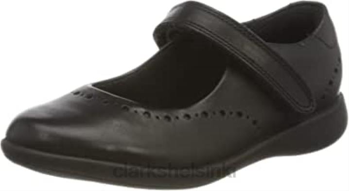 black clarks tytön etch craft k leveät balettikoulukengät Clarks lapset 2DHN608 musta nahka musta nahka