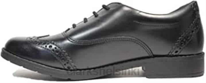 clarks black aubrie tap nuoriso musta nahka tytöt brogue koulukengät Clarks lapset 2DHN41 musta