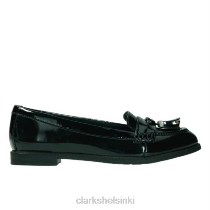 clarks black patent preppy palkinto jnr- f fit Clarks lapset 2DHN4649 musta patentti