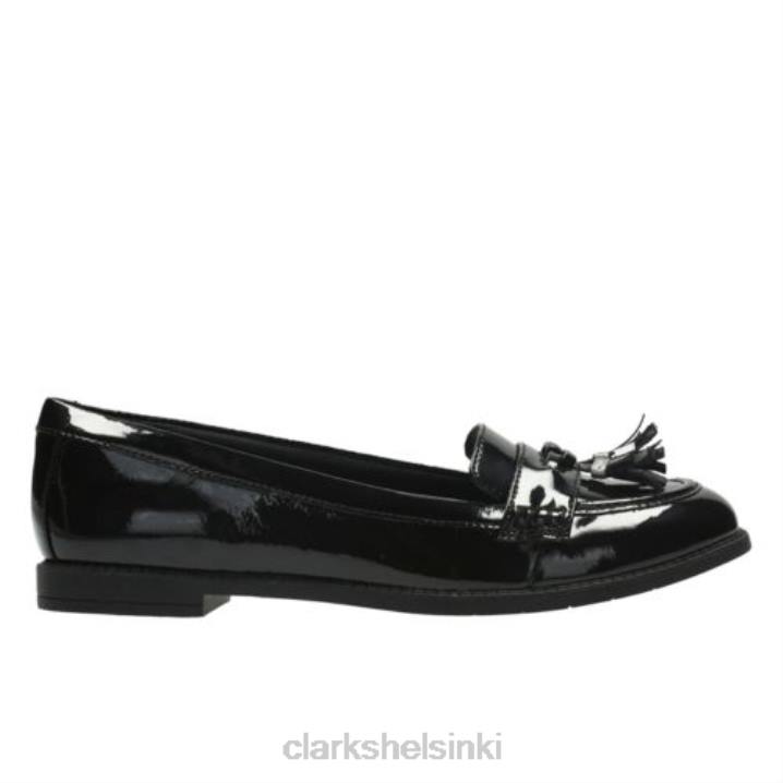 clarks preppy edge bl jnr f fit musta patentti Clarks lapset 2DHN4666 musta patentti