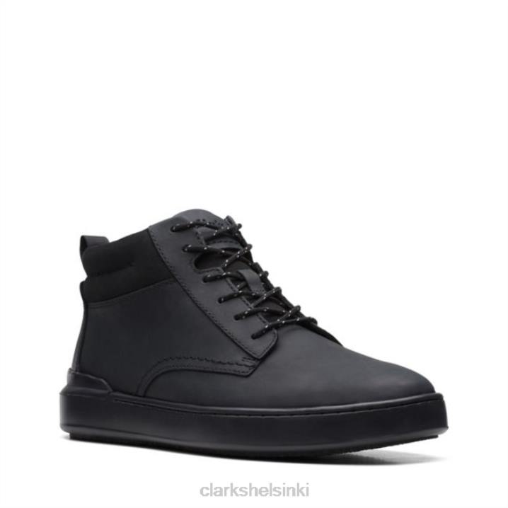 Court lite mid black nahka musta nahka clarks Clarks miehet 2DHN5654 musta nahka