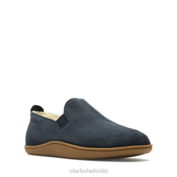 clarks navy suede home mocc navy suede Clarks miehet 2DHN5481 laivastonsininen mokka