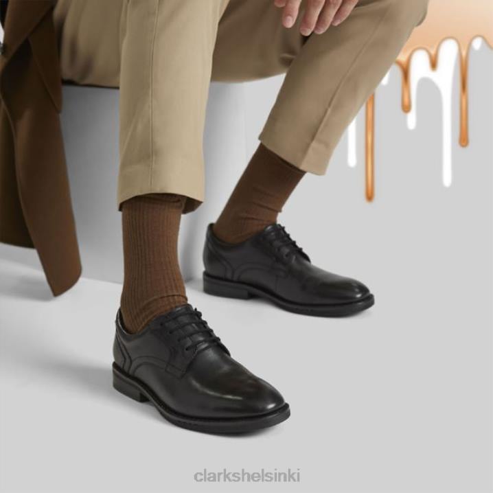 un hugh pitsi musta nahka musta nahka clarks Clarks miehet 2DHN6574 musta nahka