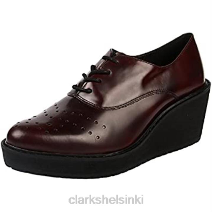 clarks punainen viininpunainen nahkapeli soikea naisten brogue Clarks naiset 2DHN2609 punainen viininpunainen nahka