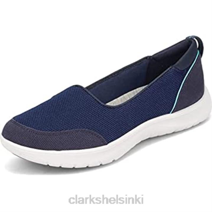 laivastonsininen tekstiili clarks naisten adella poskipunalenkkari Clarks naiset 2DHN667 laivastonsininen tekstiili
