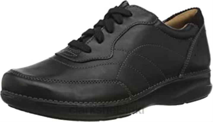 naisten omenasolmio tennarit, musta nahka clarks Clarks naiset 2DHN1742 musta nahka