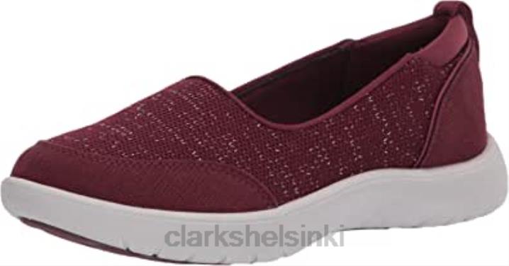 viininpunainen tekstiili clarks naisten adella poskipunalenkkari Clarks naiset 2DHN1904 viininpunainen tekstiili