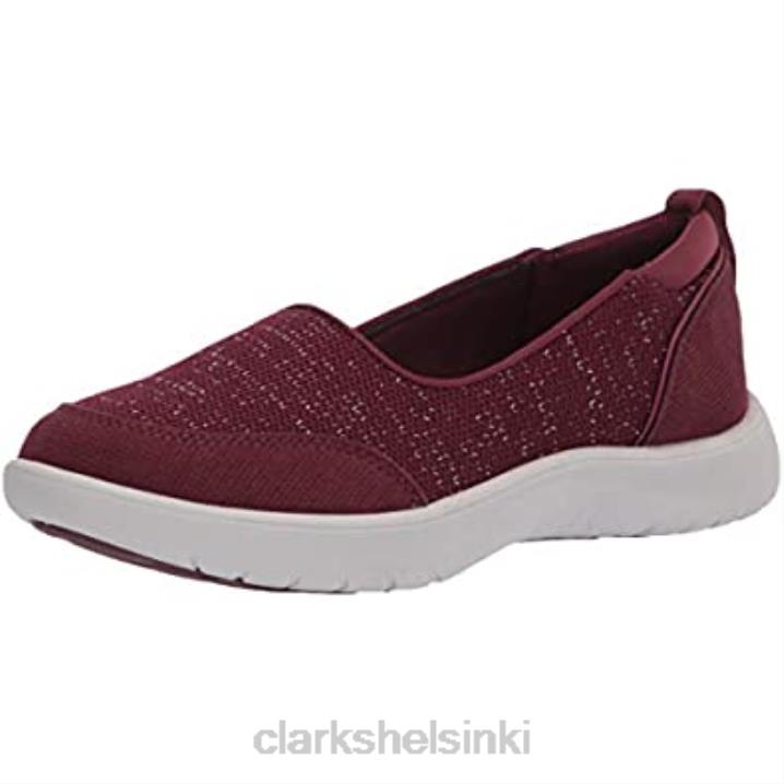 viininpunainen tekstiili clarks naisten adella poskipunalenkkari Clarks naiset 2DHN1904 viininpunainen tekstiili
