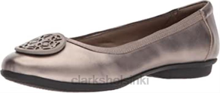 clarks naisten gracellola-baletti litteä tinametallinahka Clarks naiset 2DHN2386 tinametallinahkaa