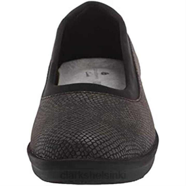 clarks naisten matala baletti flat black käärmeprintti synteettinen Clarks naiset 2DHN578