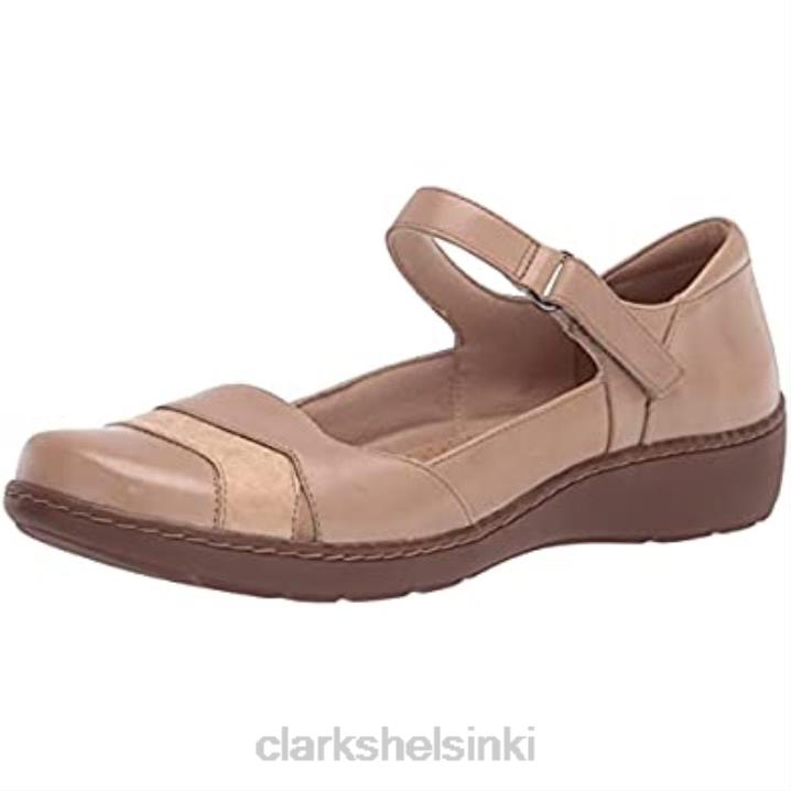 hiekka nahka synteettinen yhdistelmä naisten cora abby mary jane flat clarks Clarks naiset 2DHN2276 hiekkanahkainen synteettinen yhdistelmä