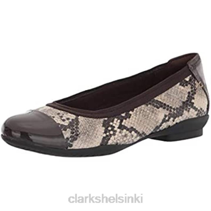 naisten sara orkidea baletti litteä taupe snake patentoitu kombi clarks Clarks naiset 2DHN894 taupe snake patenttiyhdistelmä