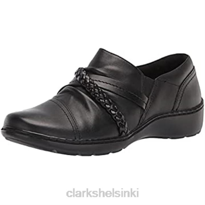 musta nahkainen clarks naisten cora braidshoe loafer Clarks naiset 2DHN803 musta nahka