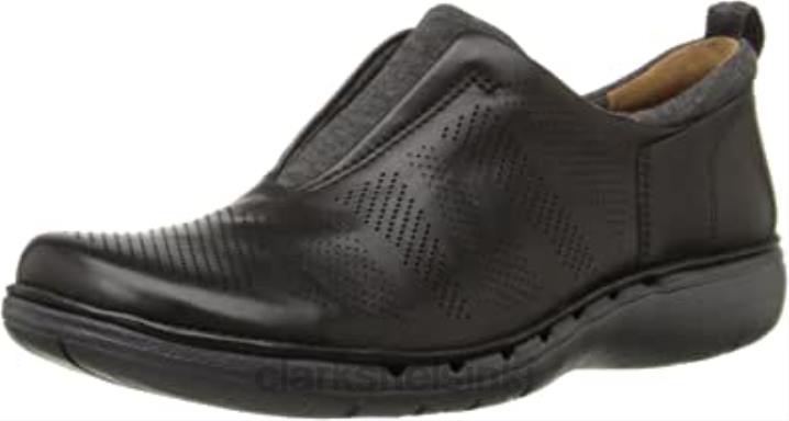 mustat nahkaiset naisten un spirit -slip-on loafer clarks Clarks naiset 2DHN1740 musta nahka
