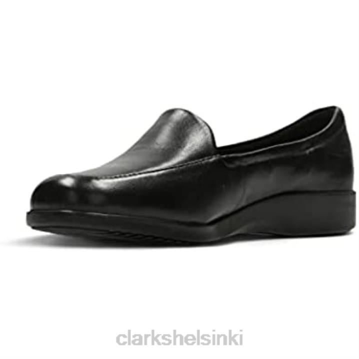 naisten loafer flats kengät georgia musta nahka clarks Clarks naiset 2DHN669