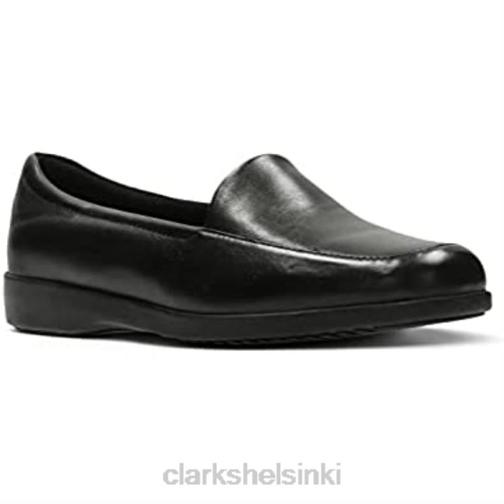 naisten loafer flats kengät georgia musta nahka clarks Clarks naiset 2DHN669
