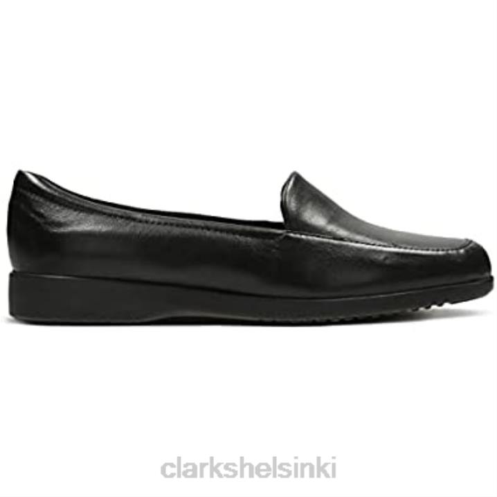 naisten loafer flats kengät georgia musta nahka clarks Clarks naiset 2DHN669