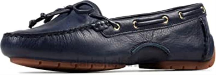 clarks navy nahkaiset naisten c mocc -venekengät Clarks naiset 2DHN713 laivastonsininen nahka