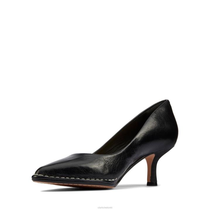 clarks musta nahkainen thorna 55 court Clarks naiset 2DHN3385 musta nahka