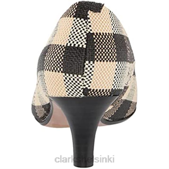 clarks naisten linvale jerica pumppu musta ruudullinen synteettinen Clarks naiset 2DHN2170