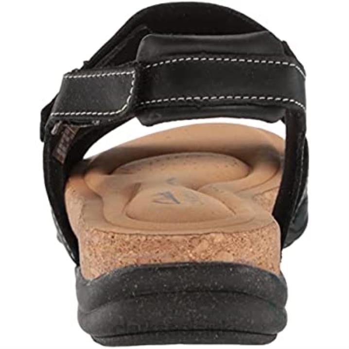 clarks musta nahka naisten roseville mae litteä sandaali Clarks naiset 2DHN1801