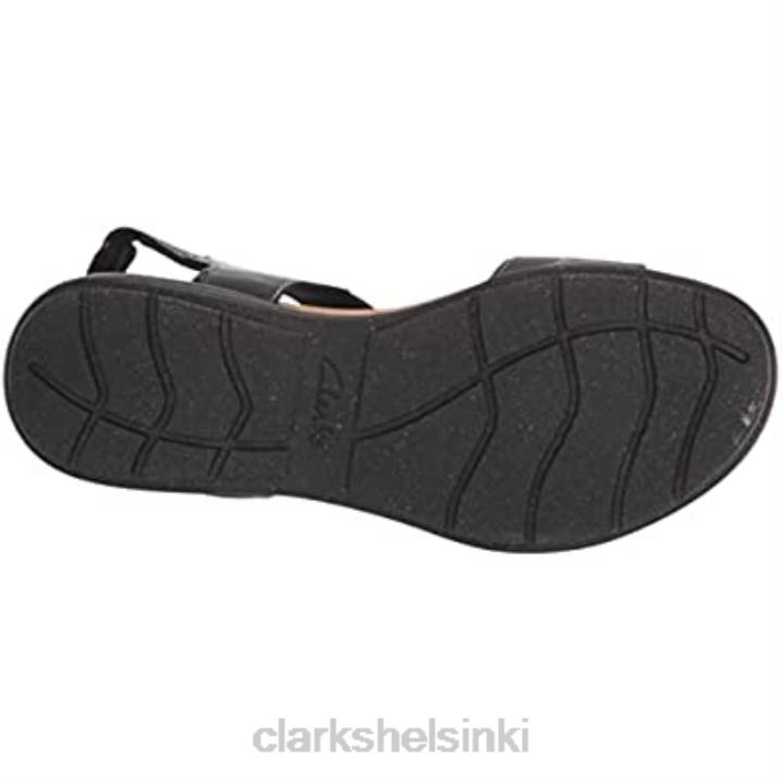 clarks musta nahka naisten roseville mae litteä sandaali Clarks naiset 2DHN1801