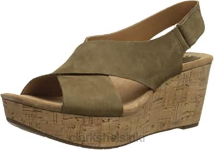 clarks naisten caslynn shae wedge sandaali musta nubuck khaki Clarks naiset 2DHN2418 khaki