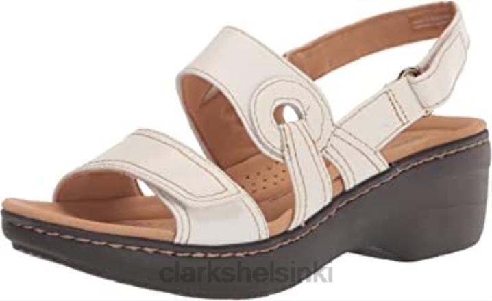 clarks naisten merliah opaalikorkoinen sandaali valkoinen nahka Clarks naiset 2DHN1650 valkoista nahkaa