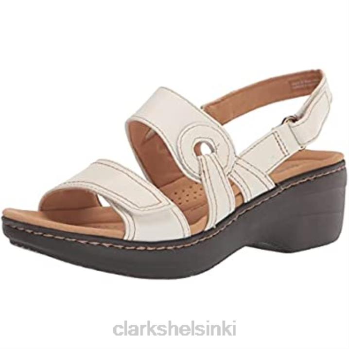 clarks naisten merliah opaalikorkoinen sandaali valkoinen nahka Clarks naiset 2DHN1650 valkoista nahkaa