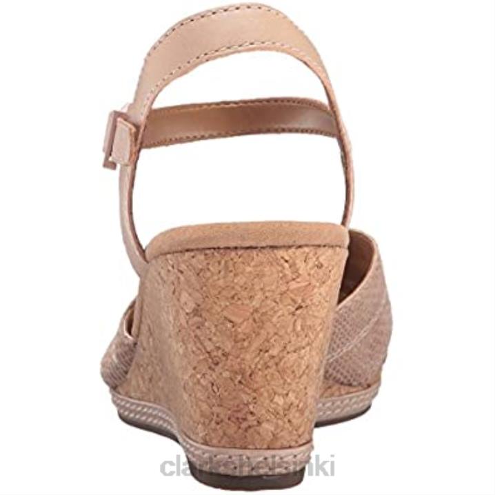 clarks nude nahkainen naisten helio leveysaste kiila sandaali Clarks naiset 2DHN1385 nude nahka
