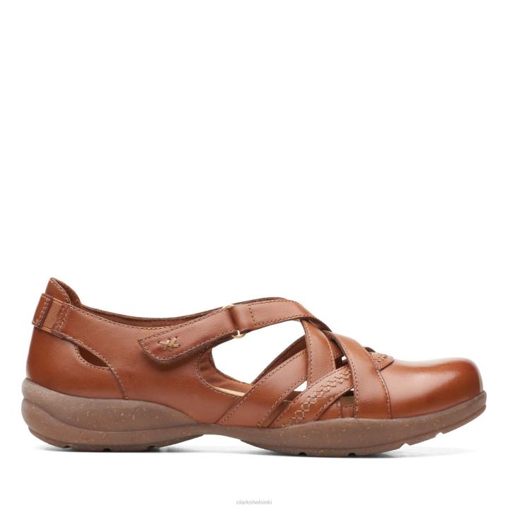 clarks roseville step tan nahkaa Clarks naiset 2DHN3362 ruskea nahka