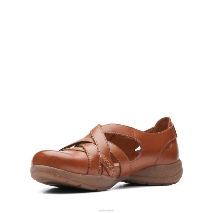 clarks roseville step tan nahkaa Clarks naiset 2DHN3362 ruskea nahka