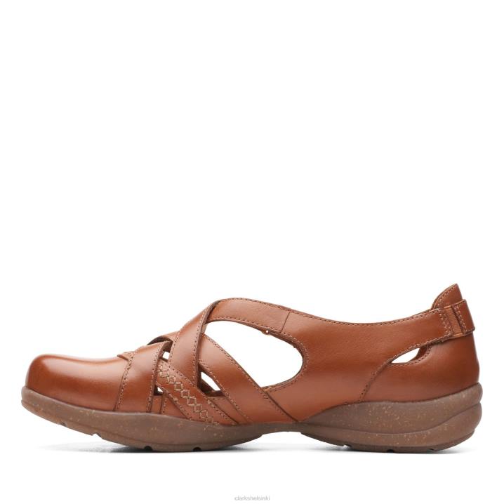 clarks roseville step tan nahkaa Clarks naiset 2DHN3362 ruskea nahka